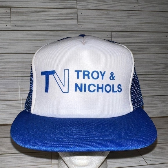 Vintage Trucker Style Snapback Hat Troy & Nichols Logo - Picture 2 of 9